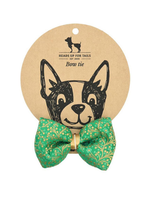 

Heads Up For Tails Green Printed Dog Bow Tie