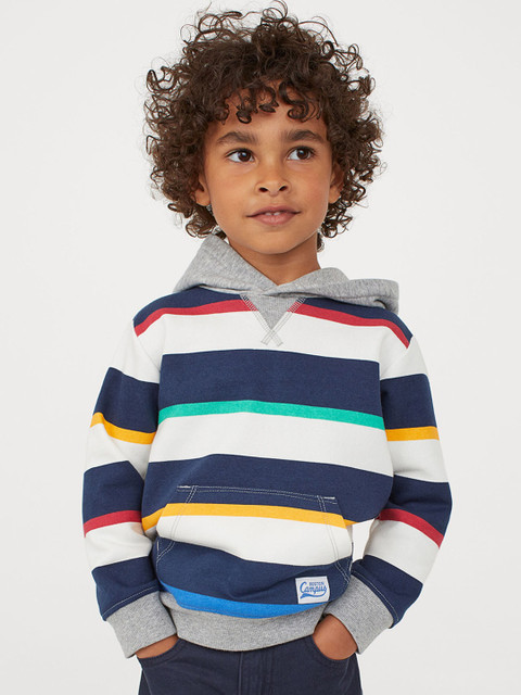 

H&M Boys White & Blue Cotton-Blend Hoodie
