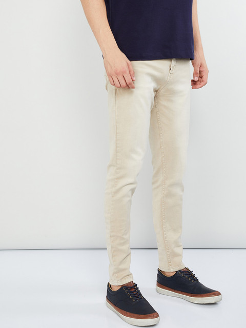

max Men Beige Skinny Fit Mid-Rise Clean Look Stretchable Jeans