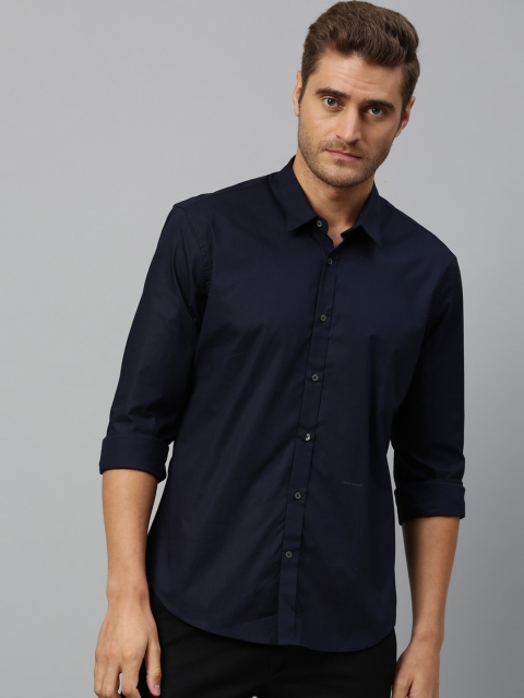 

RARE RABBIT Men Navy Blue Regular Fit Solid Casual Shirt