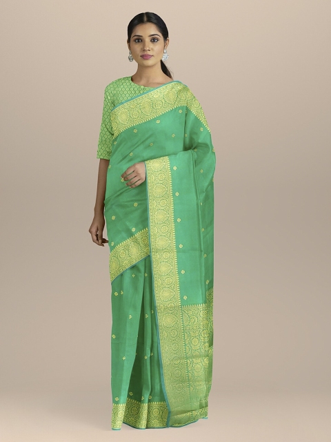 

BharatSthali Sea Green Silk Cotton Woven Design Banarasi Saree