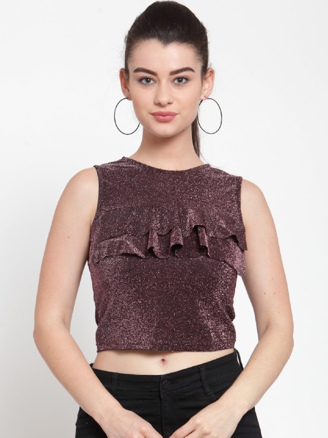 

Everlush Women Burgundy Self Design Top