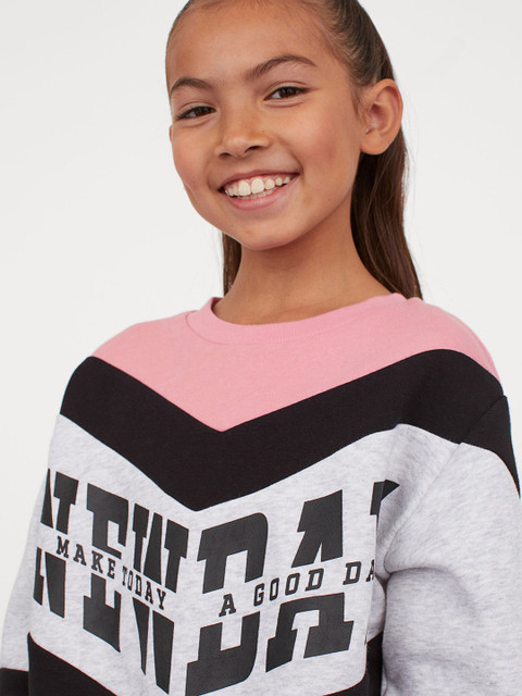 

H&M Girls Pink & Black Drawstring Sweatshirt