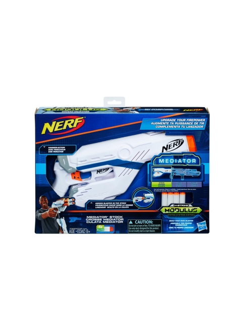 NERF Kids White & Orange Modulus Mediator Stock Battle Shooting Gun
