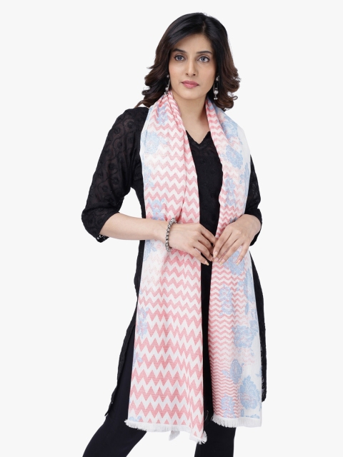 

Scarves & Glitters Women Red & White Self Design Scarf