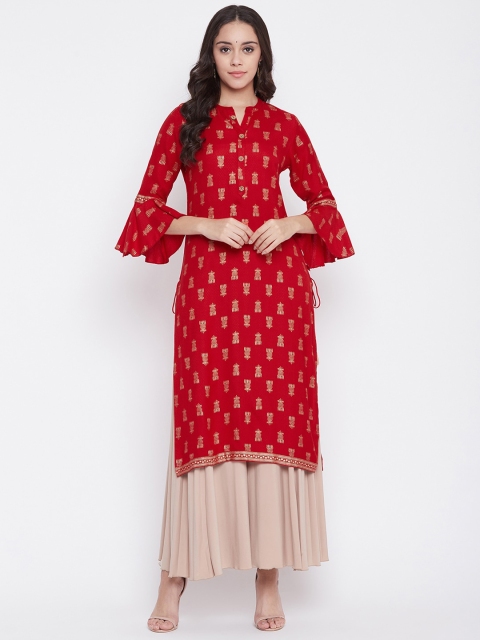 

Desi Rang Women Red Printed Straight Kurta