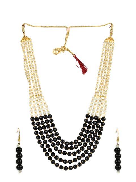 

Anikas Creation Traditonal Partywear Multistrand Black Pearl Necklace With Classy Earrings