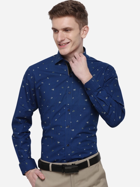 

Greenfibre Men Blue Slim Fit Printed Formal Shirt