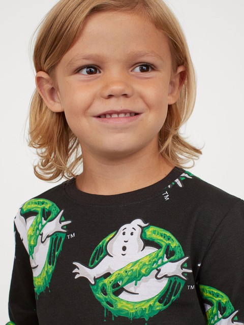 

H&M Boys Black & Green Printed Jersey Top
