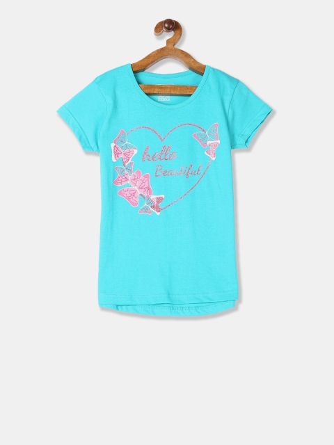 

Cherokee Girls Sea Green Printed Round Neck T-shirt