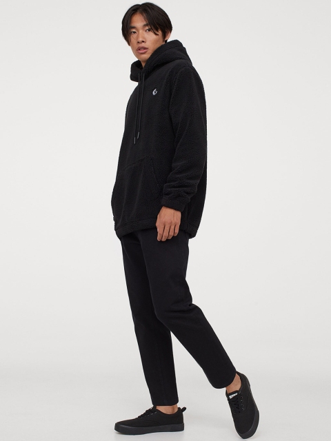 

H&M Men Black Faux Shearling Hoodie