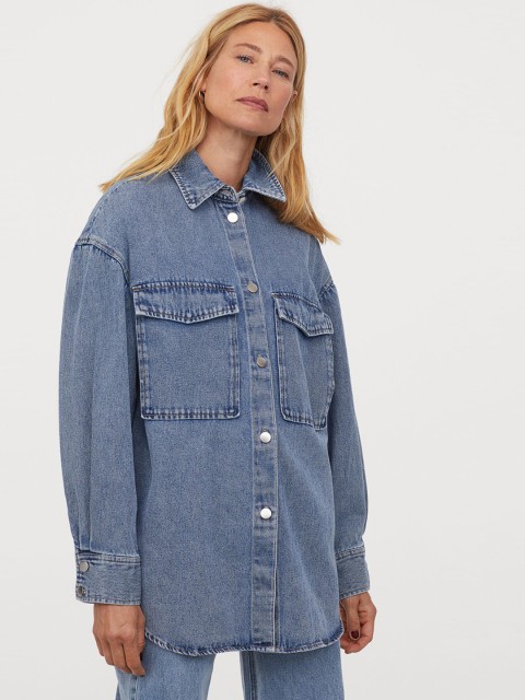 

H&M Women Blue Denim Shacket