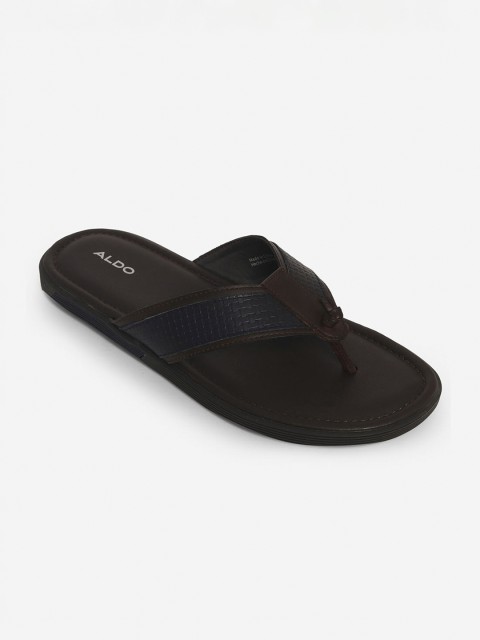 

ALDO Men Brown Solid Leather Comfort Sandals