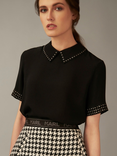 

COVER STORY by KARL LAGERFELD Women Black Solid Top