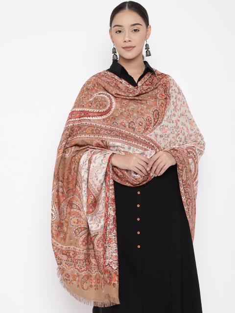 

Pashmoda Women Beige & Orange Woven-Design Shawl