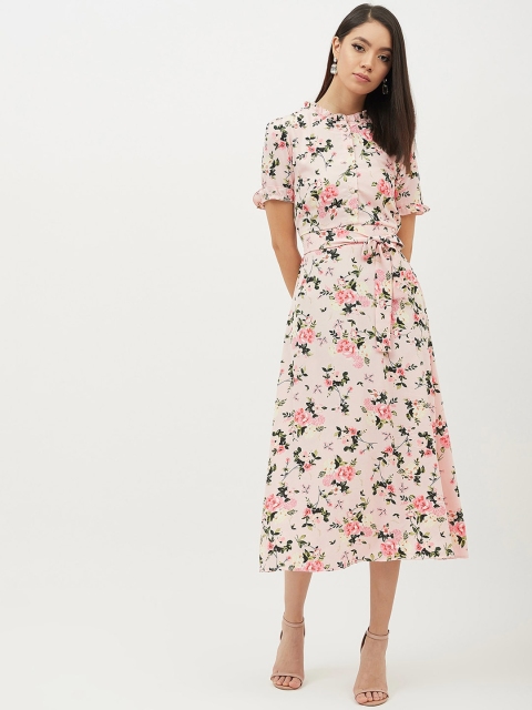 

Harpa Women Pink Floral Printed Fit and Flare Dress