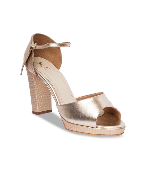 

Inc 5 Women Gold-Toned Colourblocked Peep Toes