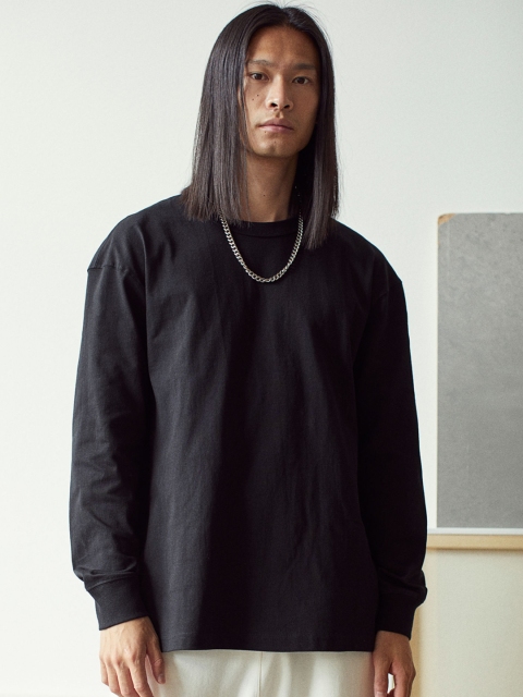 

H&M Men Black Long-Sleeved Cotton T-shirt