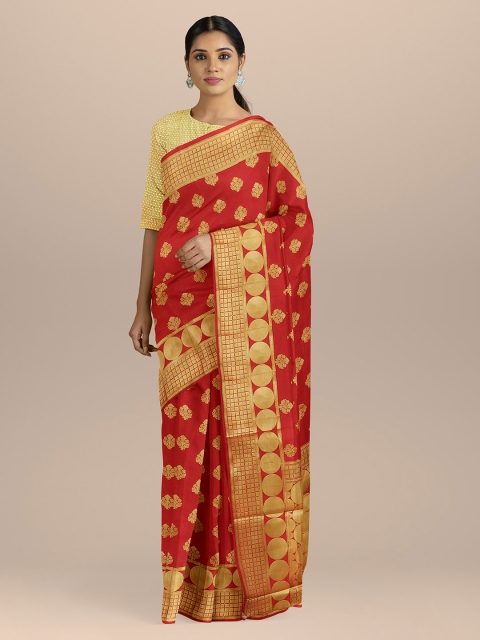 

BharatSthali Red Silk Cotton Woven Design Banarasi Saree