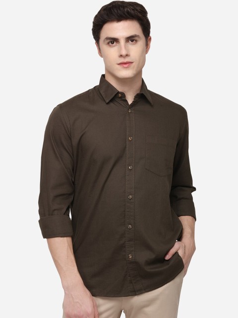 

JADE BLUE Men Olive Green Tailored Fit Solid Casual Shirt
