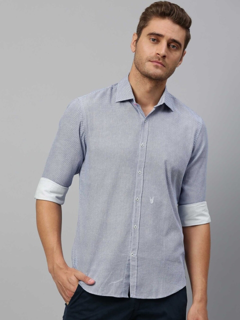 

RARE RABBIT Men White & Blue Regular Fit Printed Casual Shirt