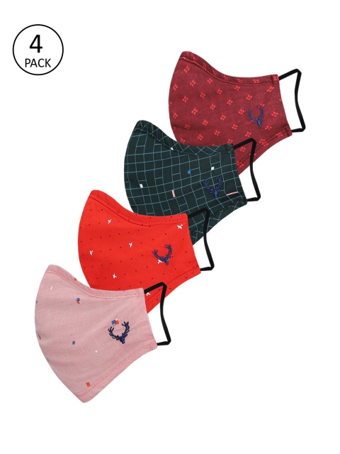 

Allen Solly Kids Multicoloured Pack of 4 Reusable 3-Ply Cloth Mask, Multi