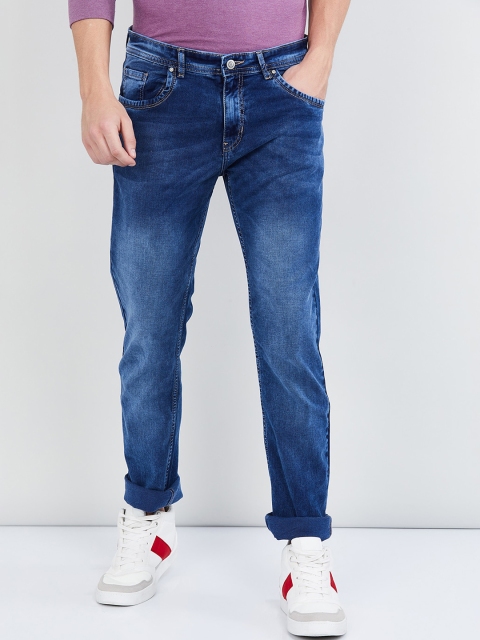 

max Men Blue Slim Fit Mid-Rise Clean Look Stretchable Jeans
