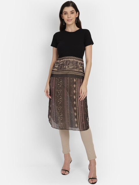 

Yaadleen Women Black & Brown Printed Anarkali Kurta