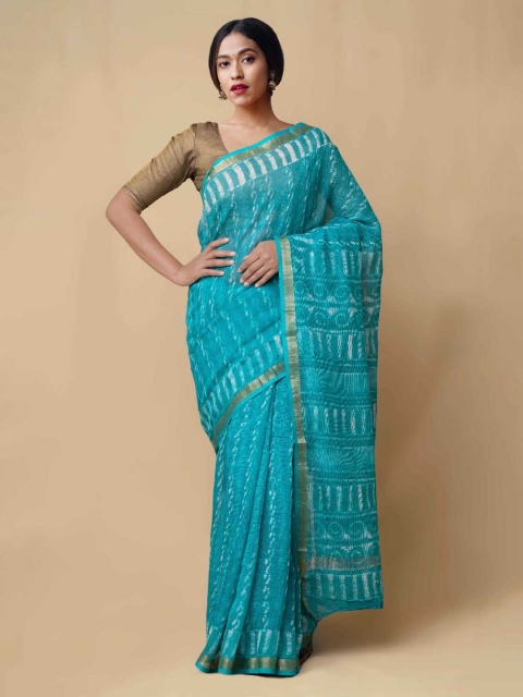 

Unnati Silks Blue Pure Cotton Printed Kota Saree