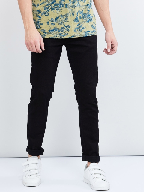 

max Men Black Skinny Fit Mid-Rise Clean Look Stretchable Jeans