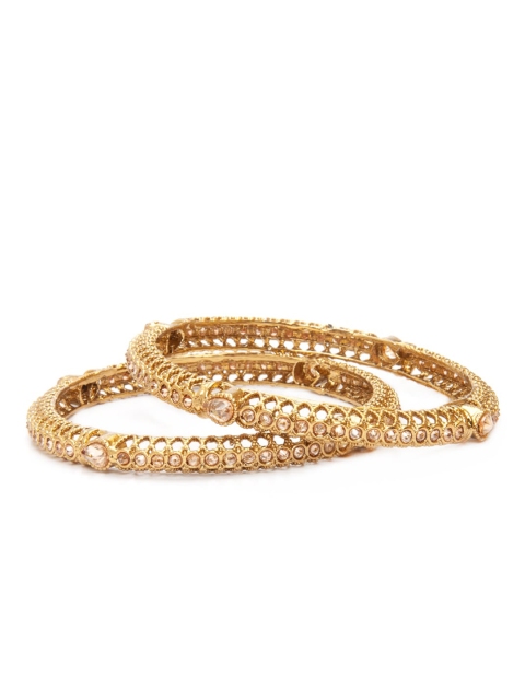

Rubans Set Of 2 Gold-Plated & Beige Kundan-Studded Handcrafted Bangles