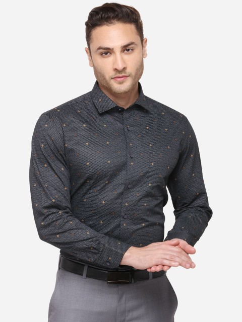 

Greenfibre Men Black Slim Fit Printed Formal Shirt