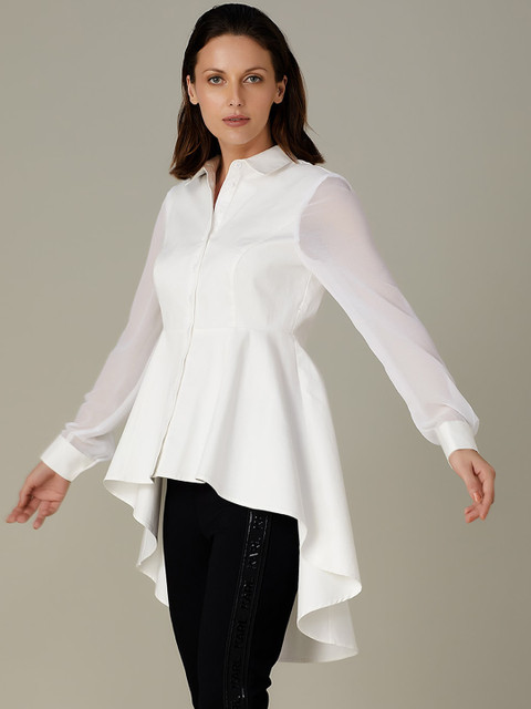 

COVER STORY by KARL LAGERFELD Women White Regular Fit Solid Formal Shirt