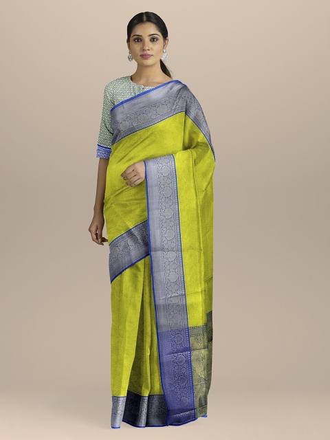 

BharatSthali Green & Blue Silk Cotton Woven Design Kanjeevaram Saree