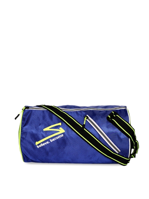 SG Unisex Blue & Fluorescent Green Printed Medium Gym Duffel Bag