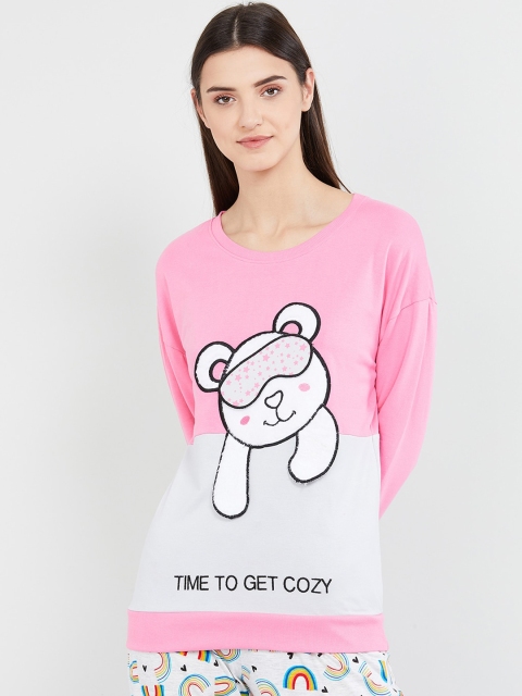

max Women Pink Printed Lounge Tshirt