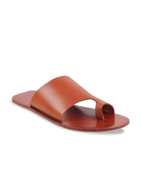 

Mochi Men Tan Brown Solid Leather Comfort Sandals