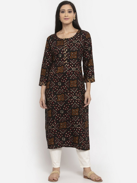 

Clora Creation Women Black & Red Printed Straight Kurta