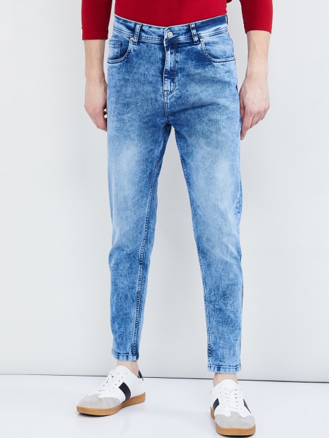 

max Men Blue Tapered Fit Mid-Rise Clean Look Stretchable Jeans