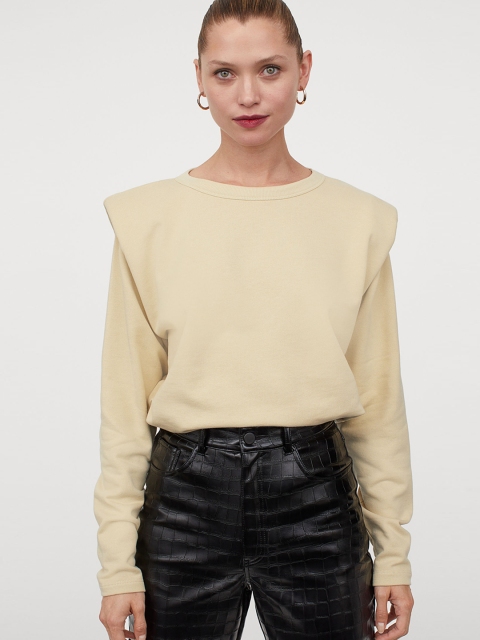 

H&M Women Yellow Shoulder-Pad Top