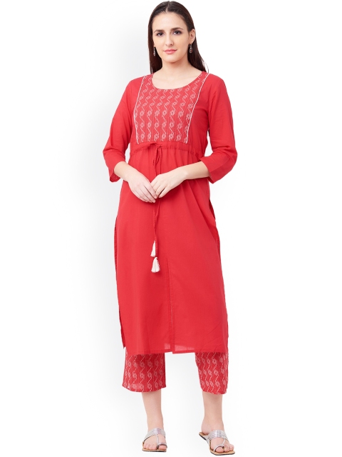 

IMARA Women Pink Solid A-Line Kurta