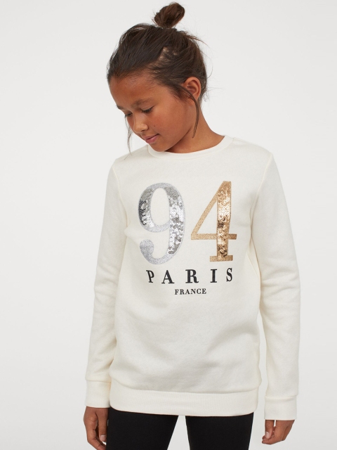 

H&M Girls Off-White & Gold Printed Sweatshirt