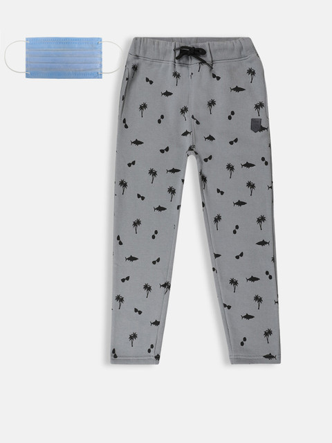 

Lil Tomatoes Boys Grey Printed Straight-Fit Joggers