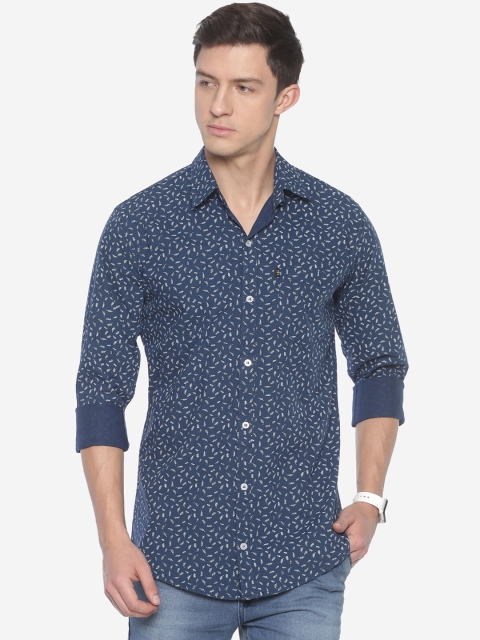 

LEVIZO Men Navy Blue & Off-White Regular Fit Printed Casual Shirt