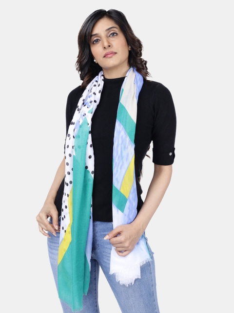 

Scarves & Glitters Women Green & White Polka Dot Print Scarf