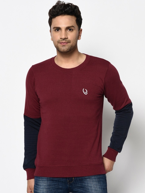 

ELEGANCE Men Maroon & Black Solid Sweatshirt