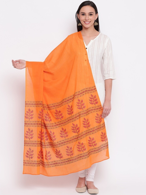 

Shakumbhari Orange Hand Block Printed Cotton Dupatta
