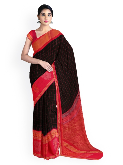 

APCO Black Checked Handloom Silk Cotton Sustainable Saree