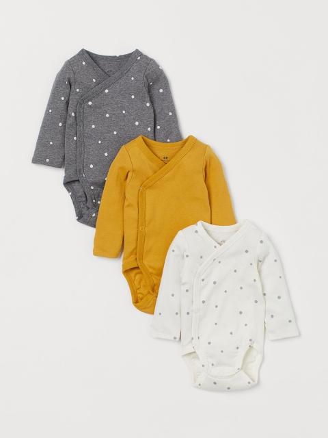 

H&M Kids 3-Pack Long-Sleeved Bodysuits, White