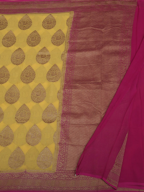 

Pothys Yellow & Red Pure Georgette Woven Design Saree